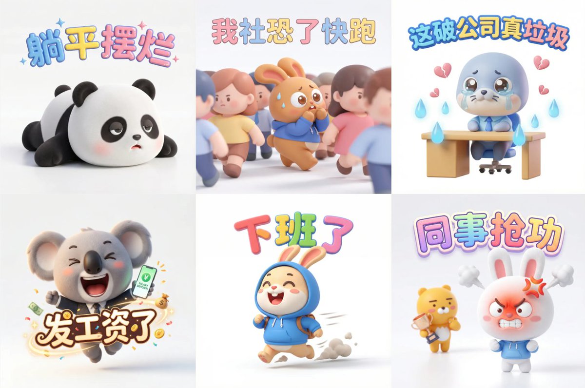 萌趣拟人：卡通角色表情包四连发