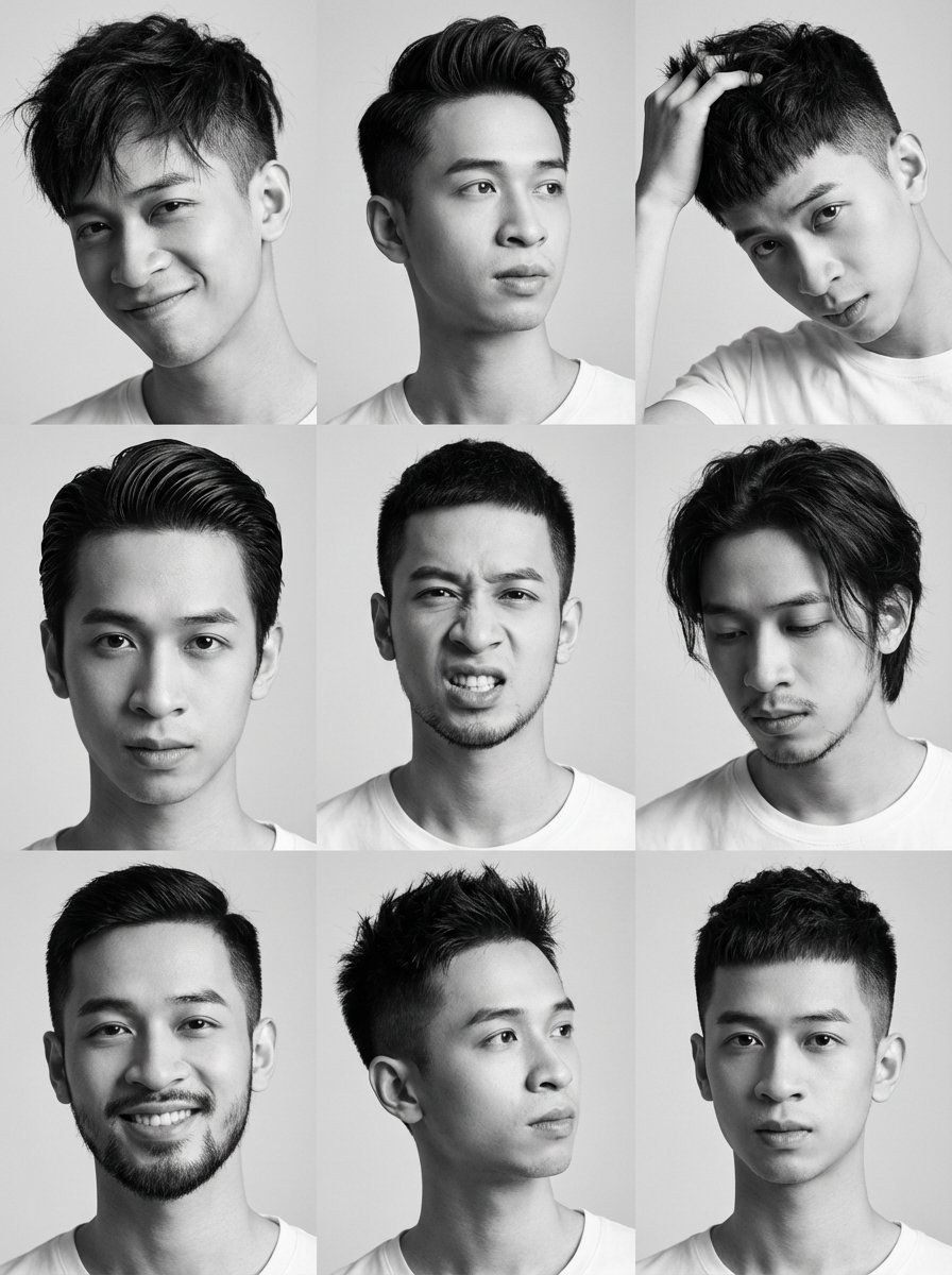 九宫格星耀：黑白光影下的时尚型格