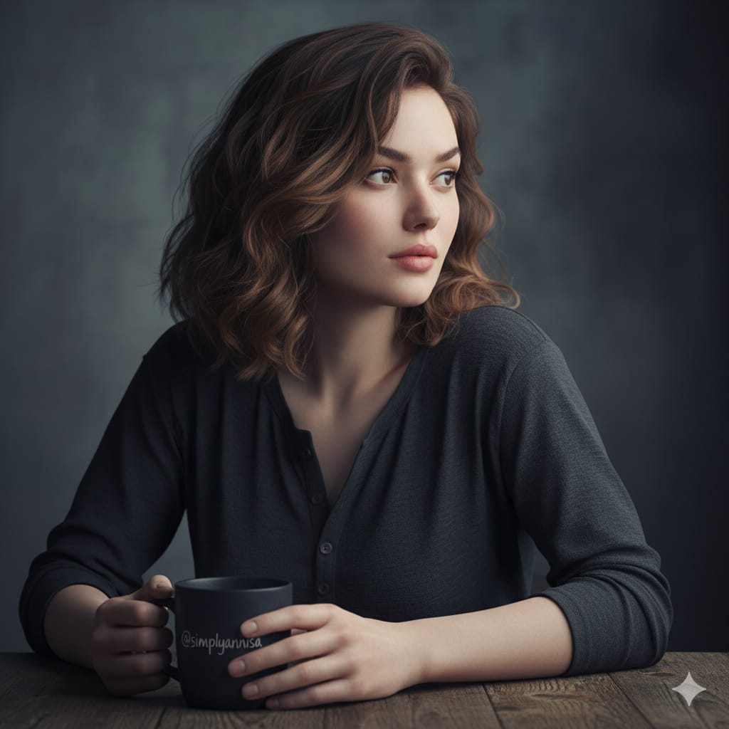 光影沉思：陶瓷杯旁的侧影肖像