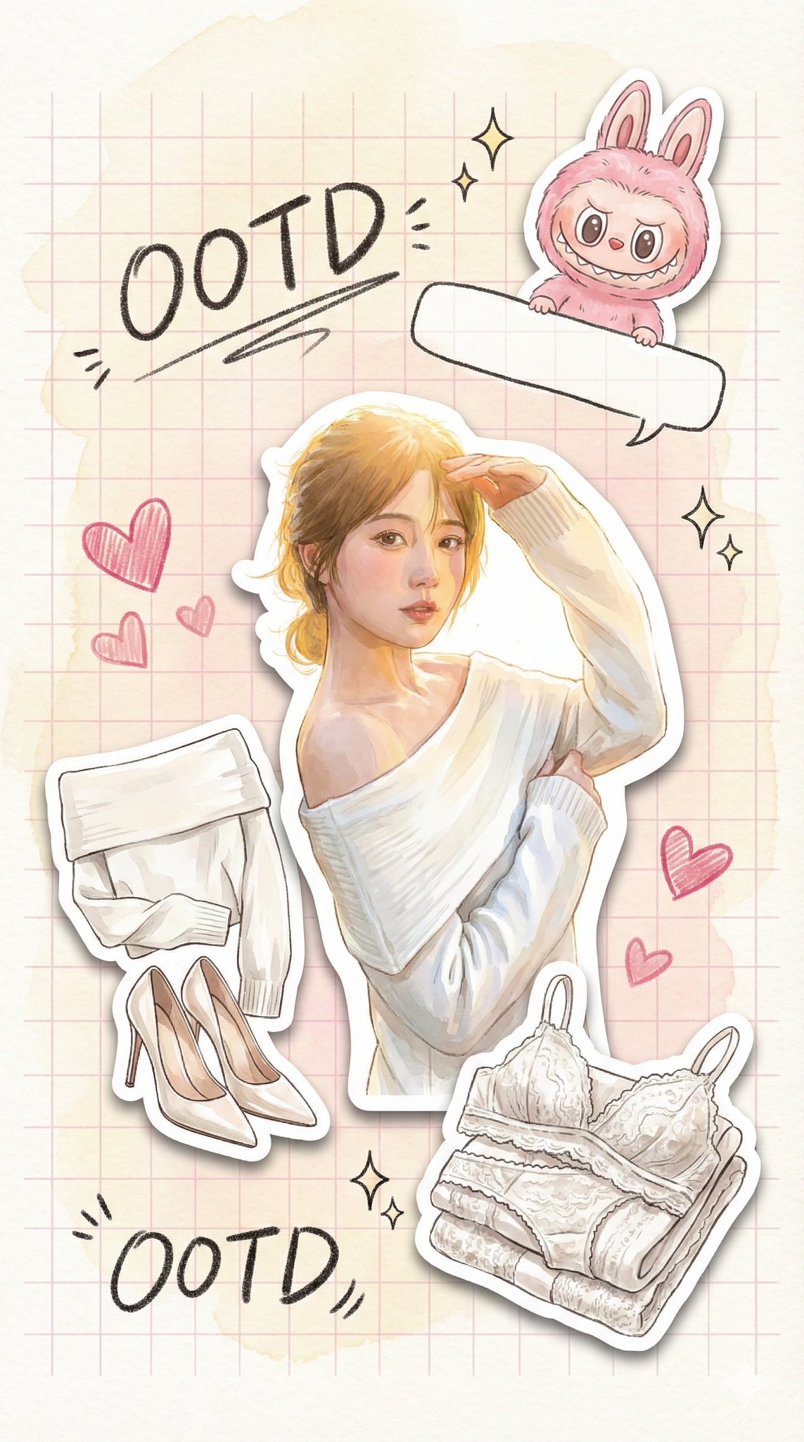 甜蜜约会：手绘时尚贴纸情绪板