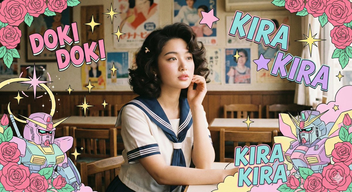 梦幻少女：怀旧日式咖啡馆的魔法时刻