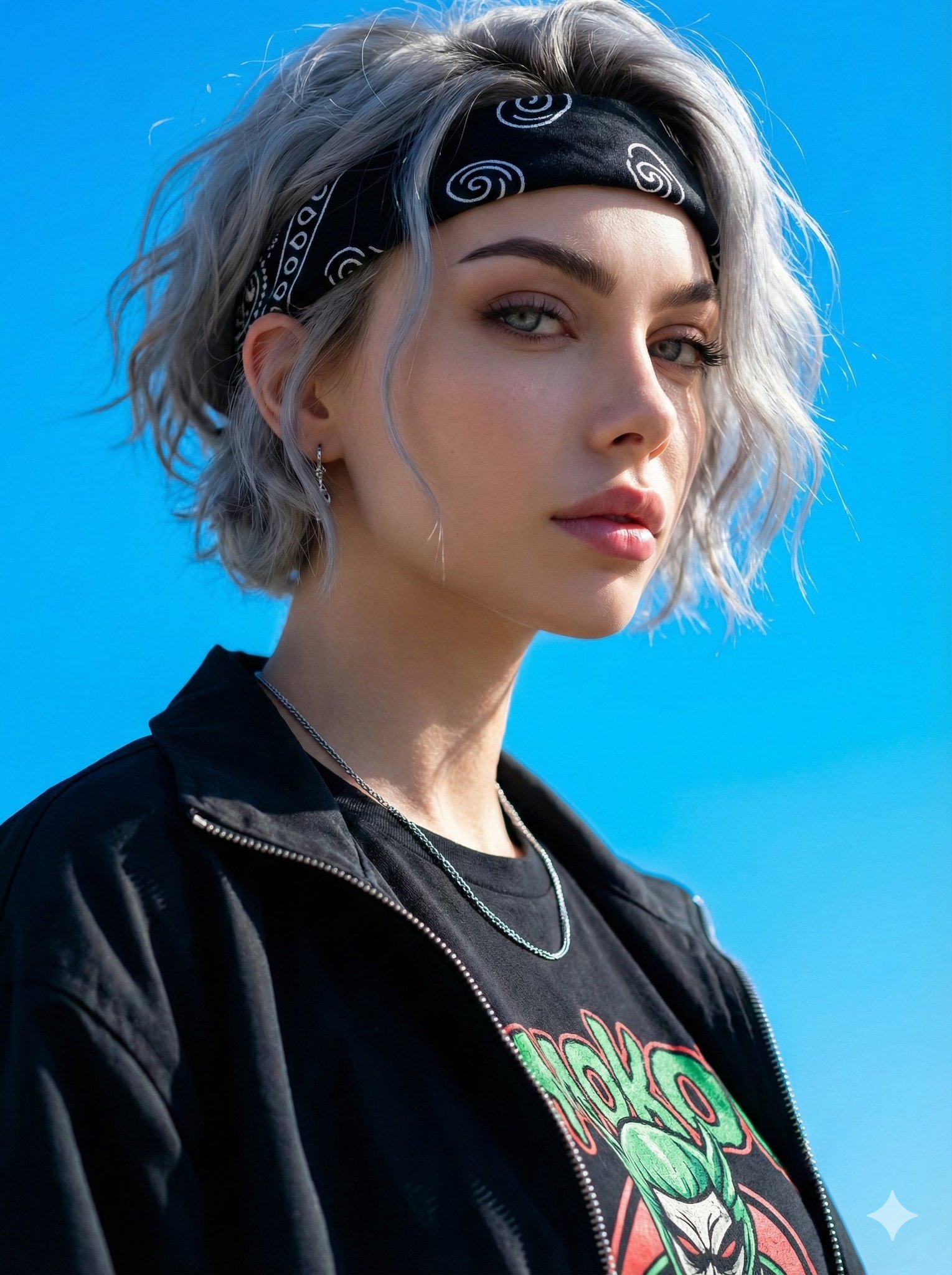 灰发侧颜：神秘自信的现代风尚