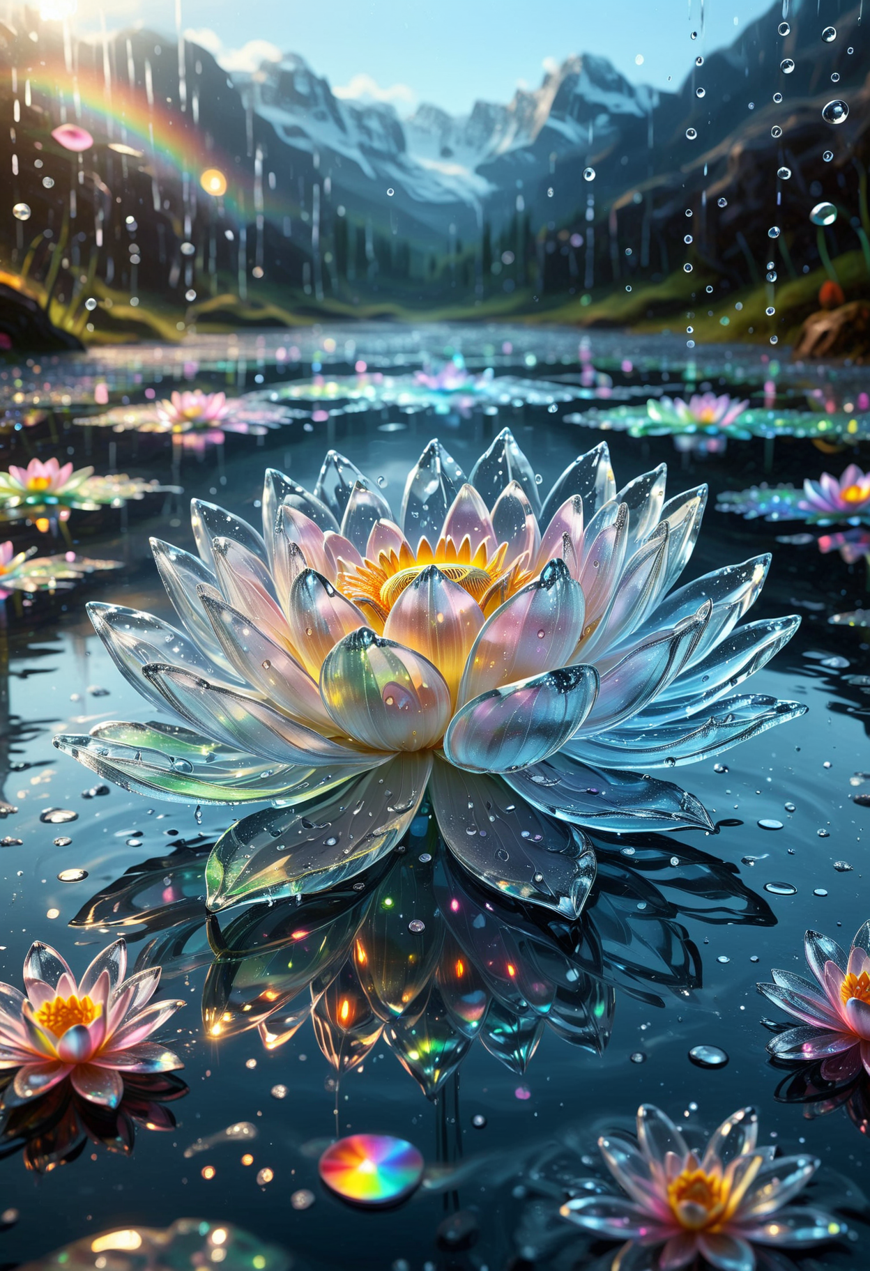 冰水莲华：雨雪交融的霓虹幻境